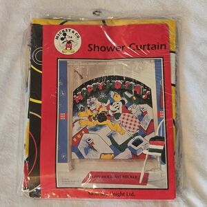 1996 VINTAGE Mickey Mouse Holiday Shower Curtain - Multicolor